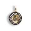 Silver Pendant With Gold Ornament And Rose Cut Diamonds Inspired By Ancient Roman Coin