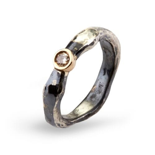 billig sølv ring med en diamant