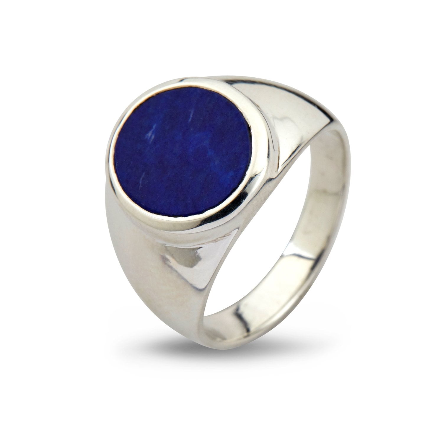 blå oval signetring sølv ring til mænd
