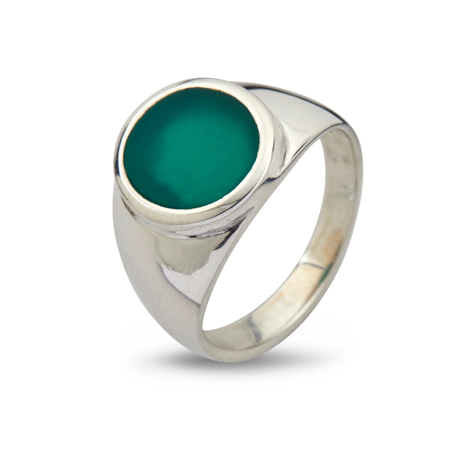 grøn oval signetring sølv ring til mænd