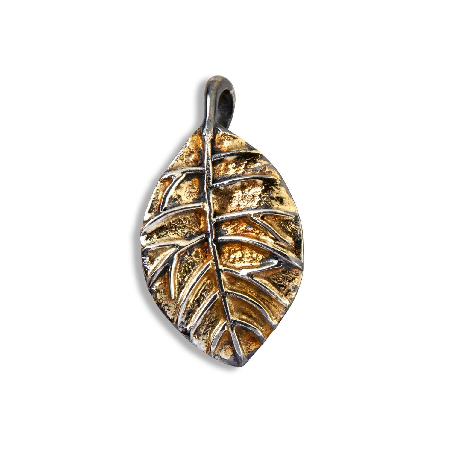 large autumn leaf made of silver and gold ornament