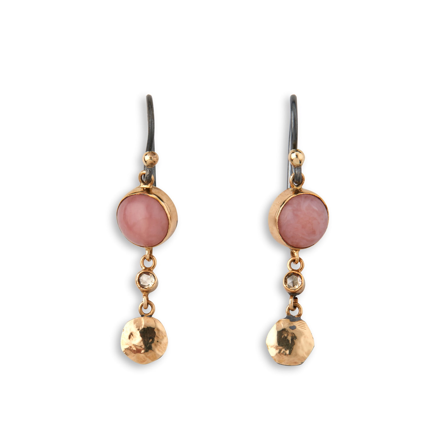 sophia guld ørehængere med pink opal