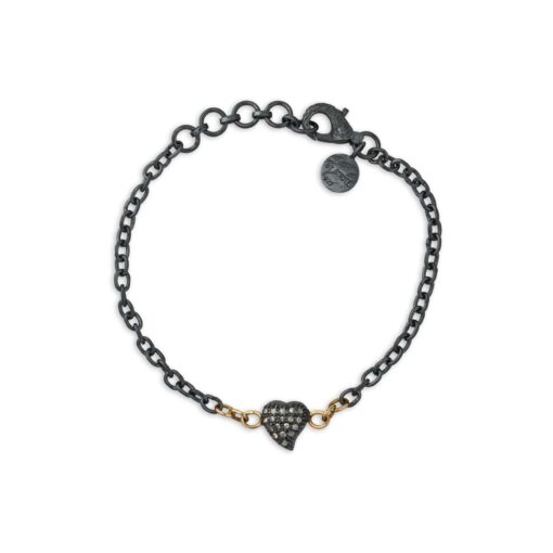 Heart shaped bracelet pendant with diamonds