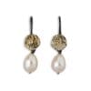 Earhanger With Gold Plate And Big Pearls