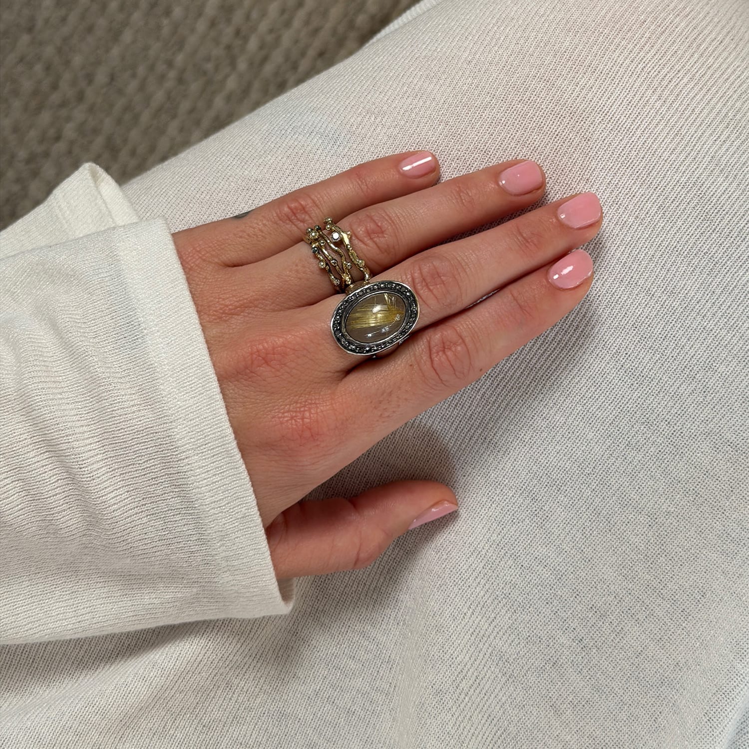 ring corso boho rutile quartz