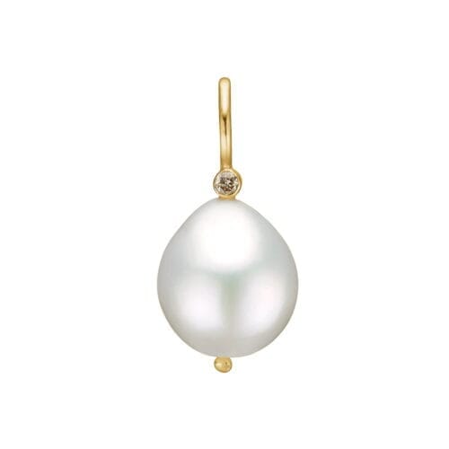 perlevedhæng med diamant og guld