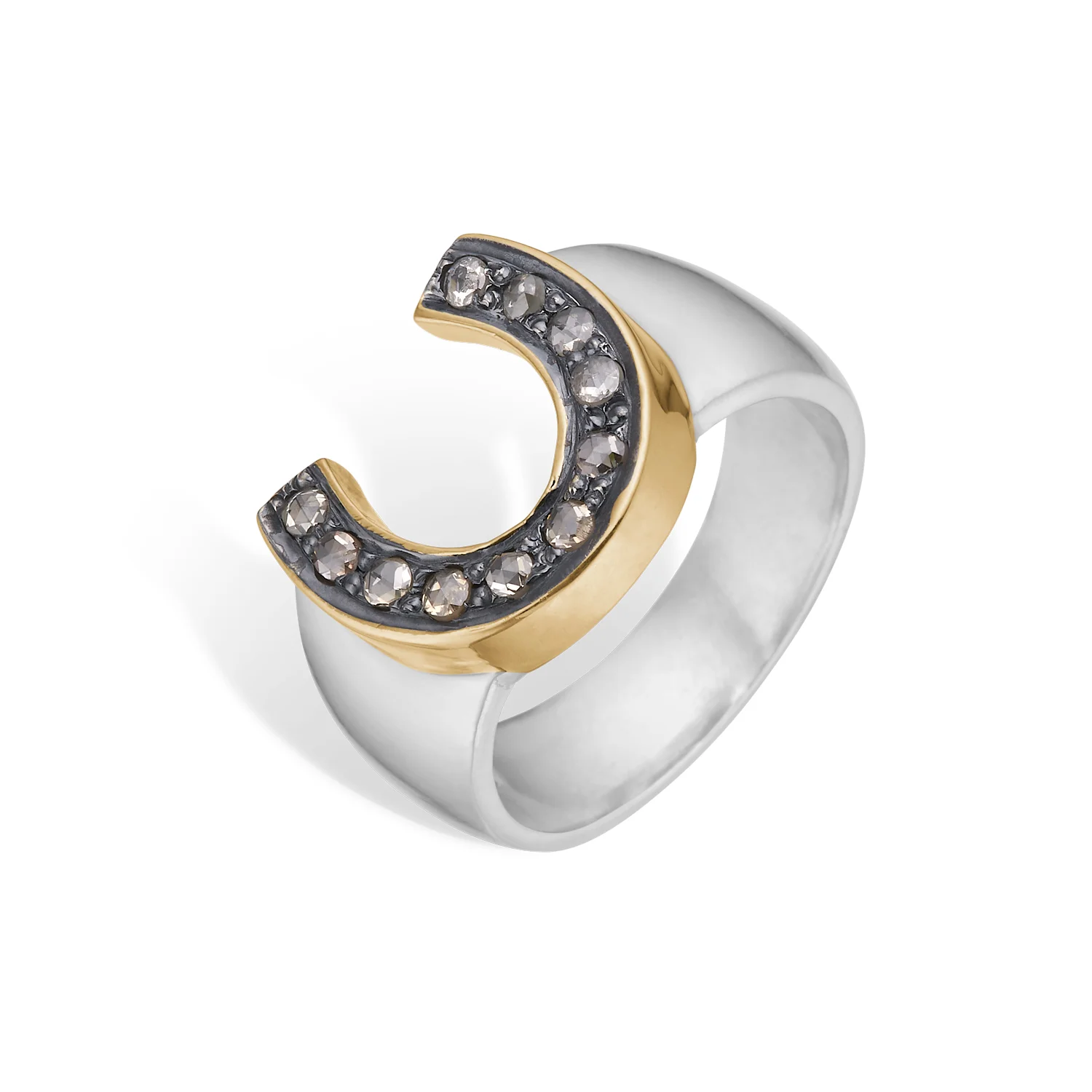 Arch Pave Ring, Med Guldkant Og Diamanter