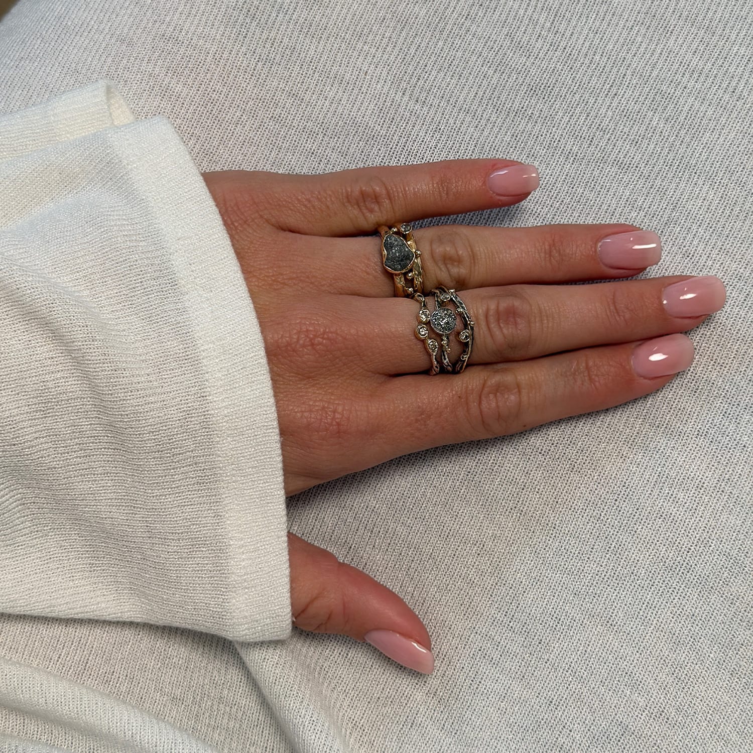 grace single triple brill polished ring