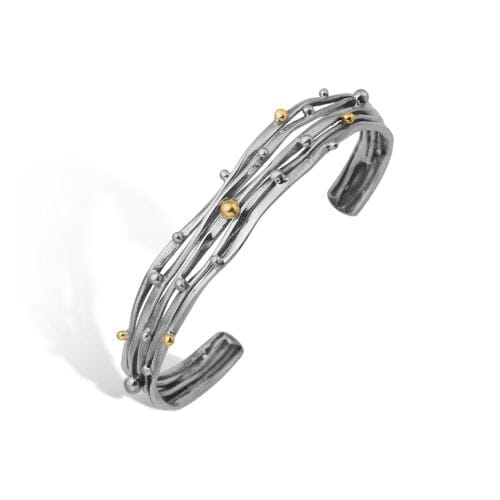 Armbånd i sølv og guld, moderne design.