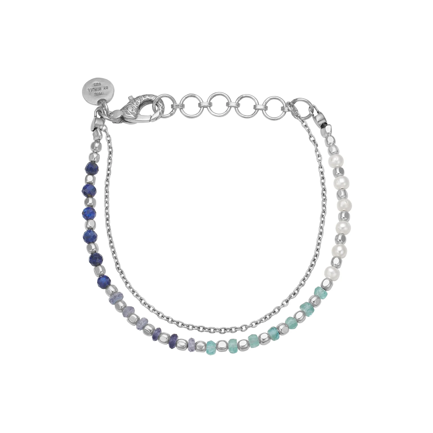 Nanna Sølv Ocean Blue Perle Armbånd