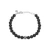 Sort perlearmbånd med justerbar kæde