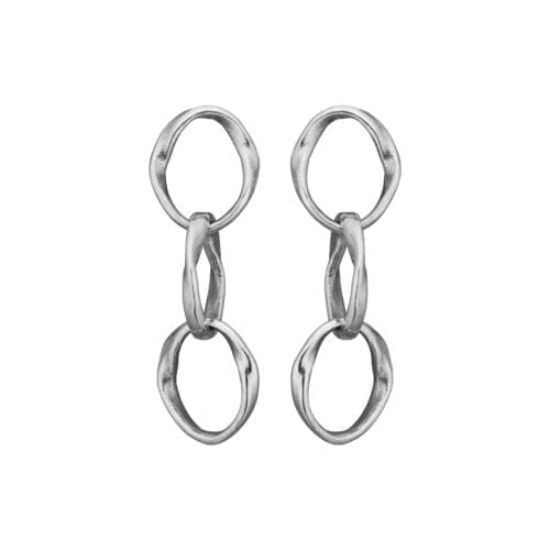Sølv øreringe med tre sammenkædede ovaler