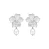 Sølv blomsterøreringe med perlevedhæng