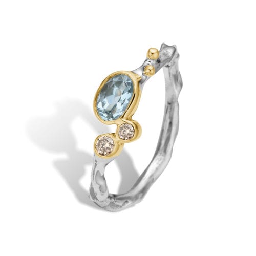 grace single blå aqua faceted ring