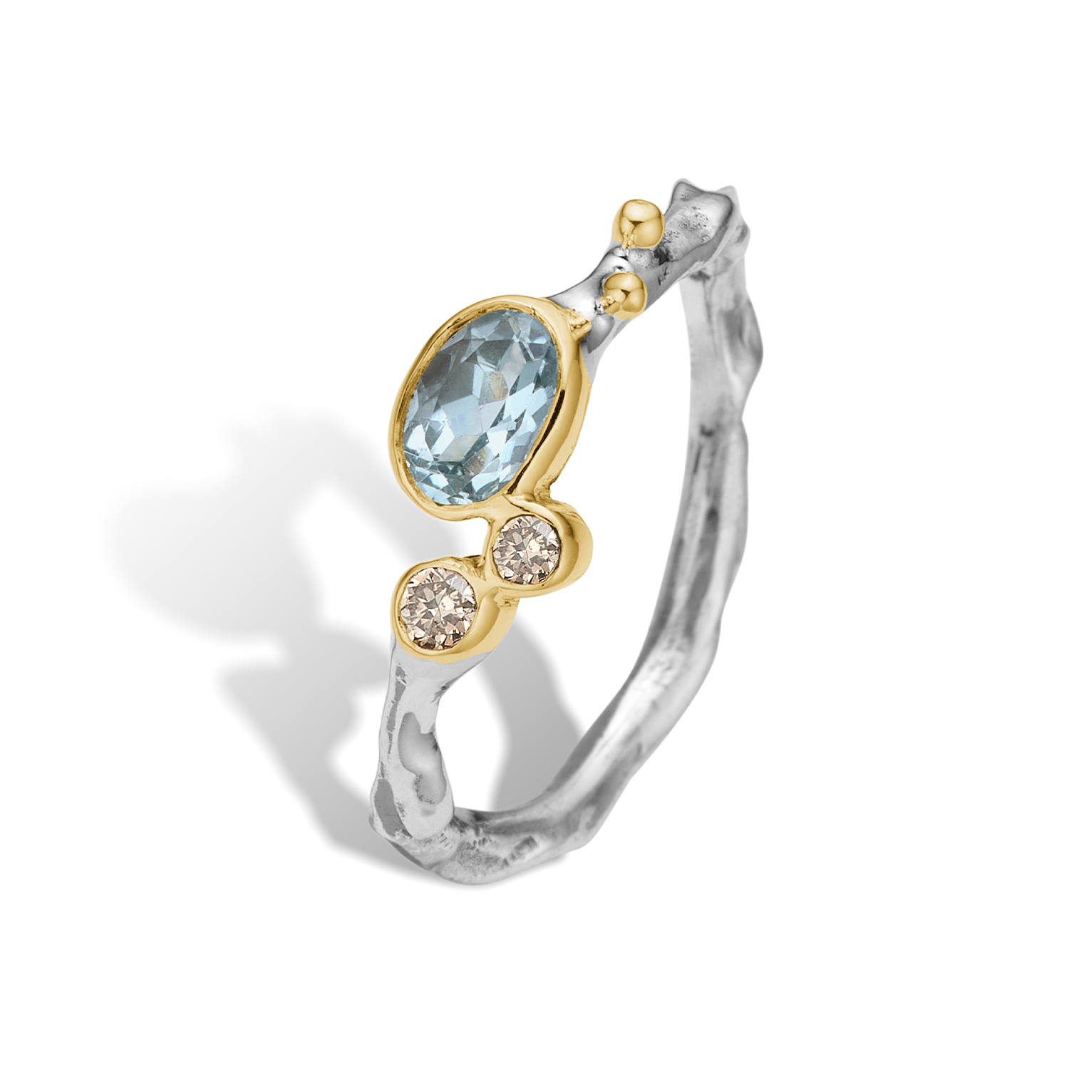 grace single blå aqua faceted ring