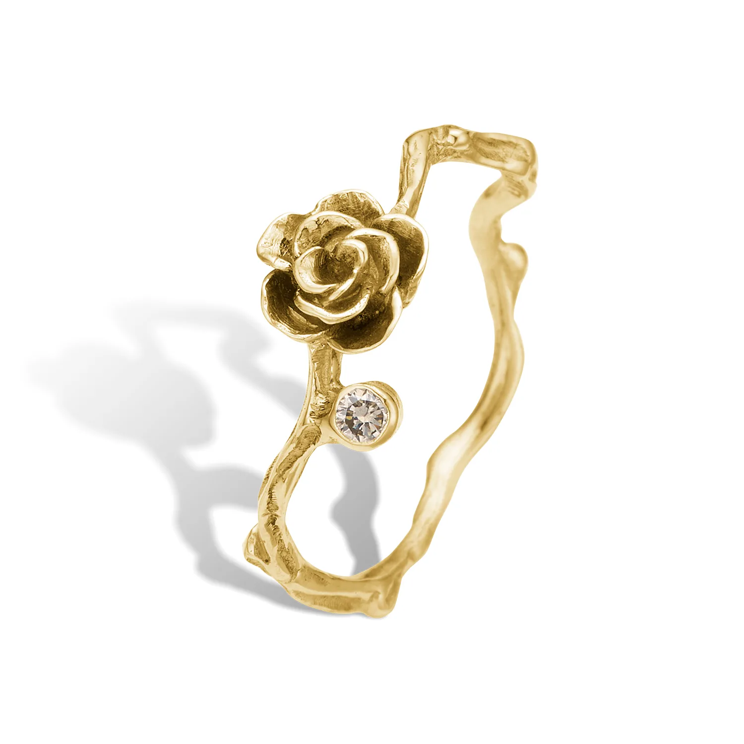 Guldring med Rose og Diamant