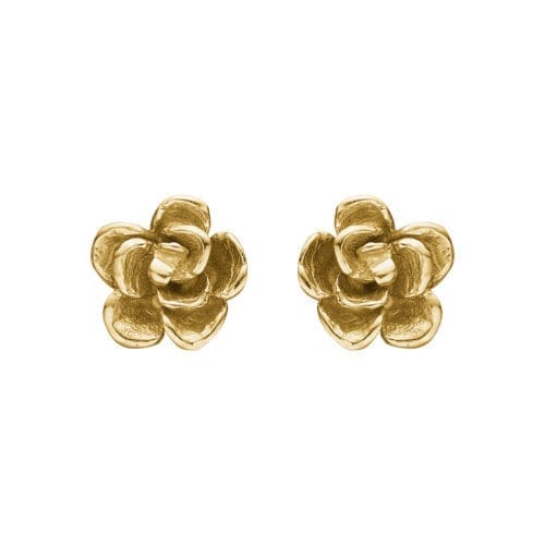 Guld øreringe i blomstermotiv