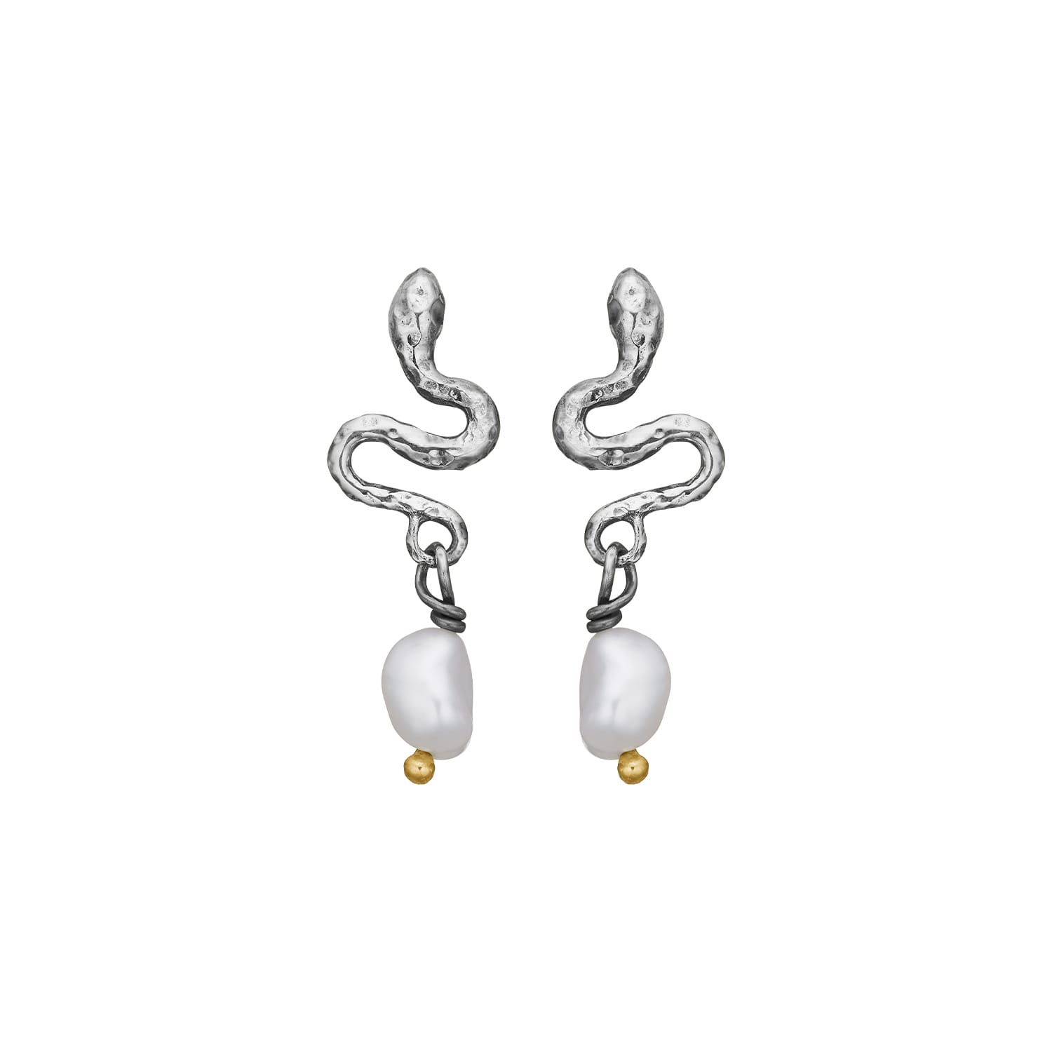 serpent silver perle Øreringe