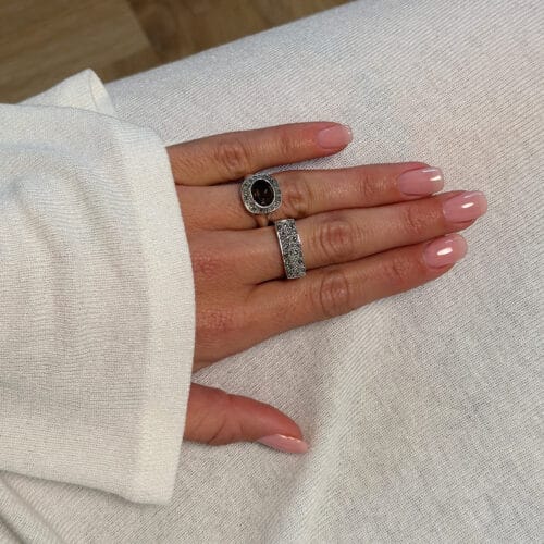 frida signet pavé smoky quartz