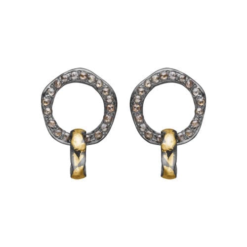 Guld og sølv øreringe med diamanter