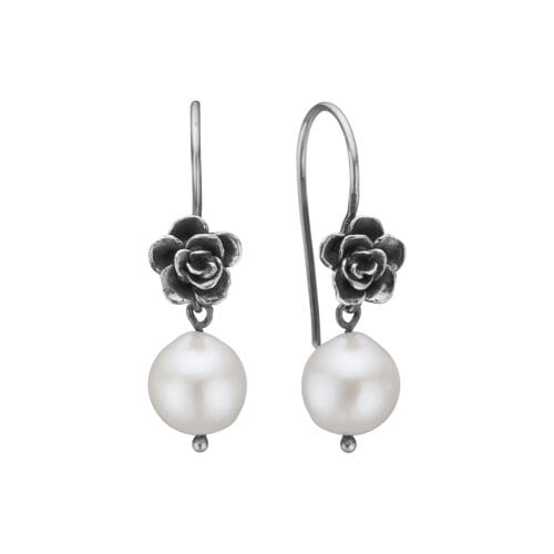 Aphrodite Silver Rose Pearl ørehængere