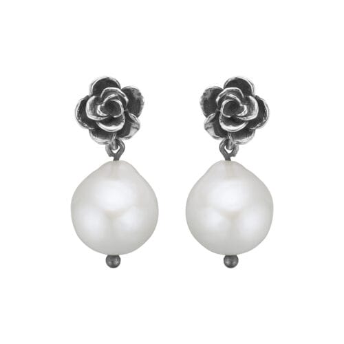 Aphrodite Silver Rose Pearl ørestikkere